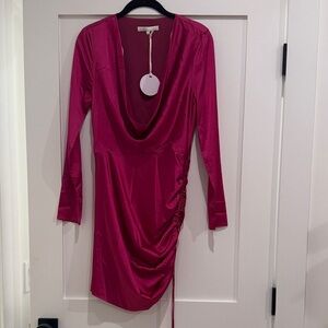Chic Fuchsia Long Sleeve Dress